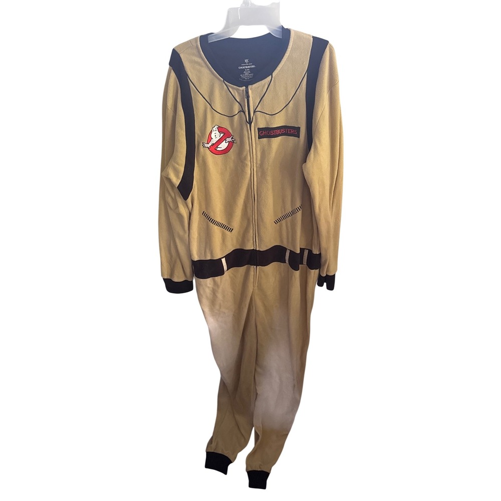 Ghostbusters MJC International Fleece Union Suit Pajamas Costume Tan Mens XL